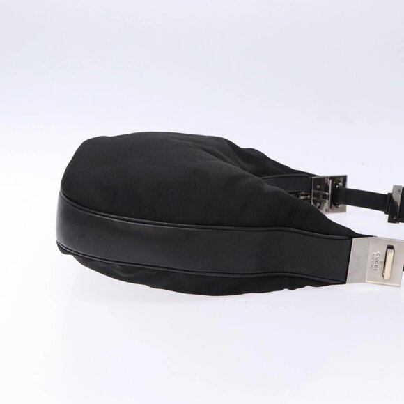 GUCCI Shoulder Bag Nylon Leather Black Silver 001 - Picture 3 of 16